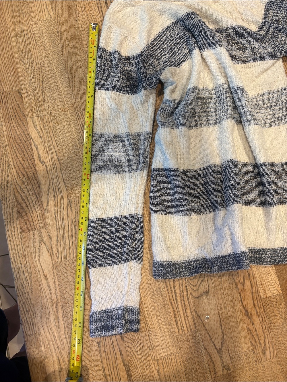 Calvin Klein Jeans Cream and Navy Striped Crew Neck Sweater - Picture 9 of 10